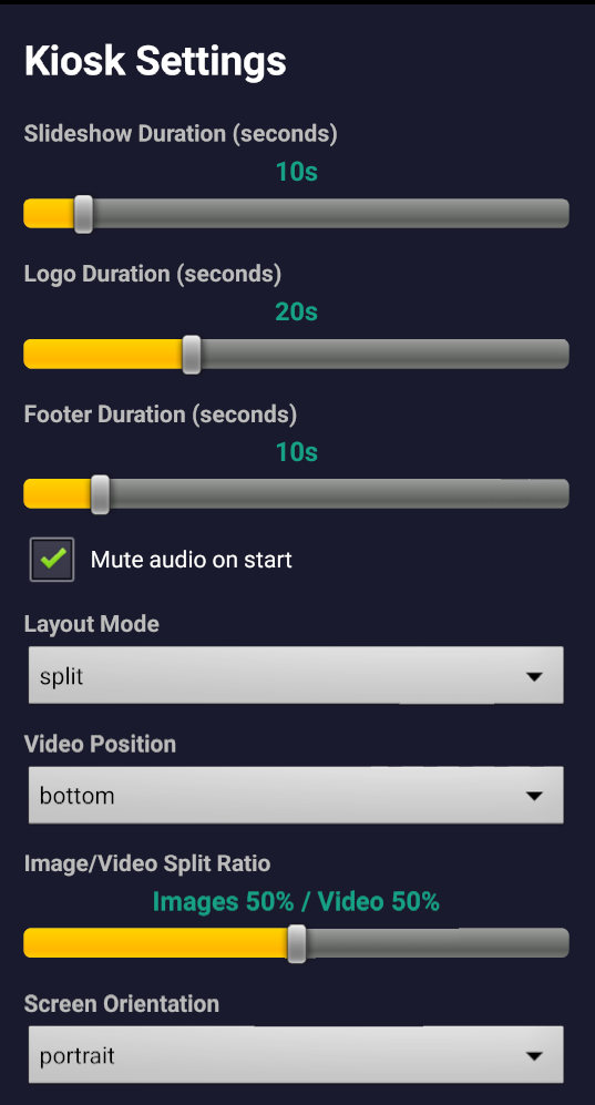 KioskPilot Settings - Timing and Layout